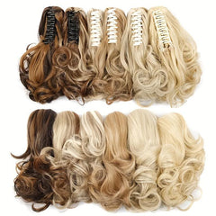 Curly Wavy Ponytail Extensions Claw Clip In Synthetic Hair Pieces For Women