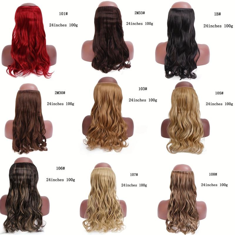 Long Wavy Hair Extensions with Invisible Wire Natural Look Hairpieces for Women