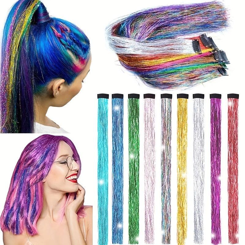 Long Straight Synthetic Hair Clip-In Extensions for Daily Use and Halloween