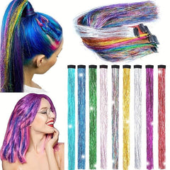 Long Straight Synthetic Hair Clip-In Extensions for Daily Use and Halloween