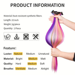 Colorful Straight Hair Extensions Clip In for Halloween Party Cosplay