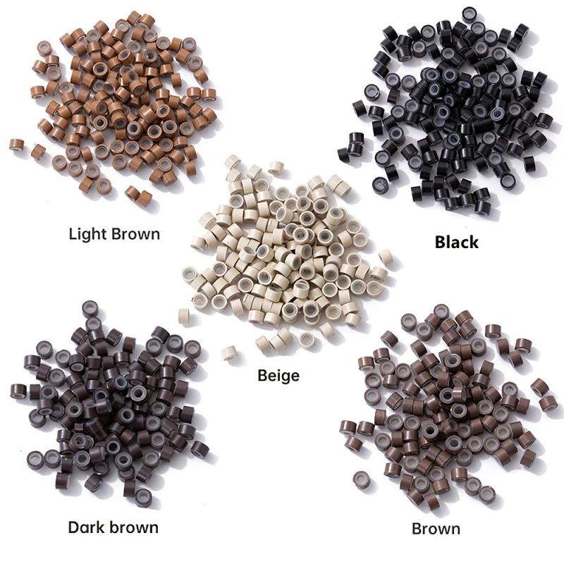 Silicone Micro Rings Links Crimp Beads Feather Hair Extensions Tools
