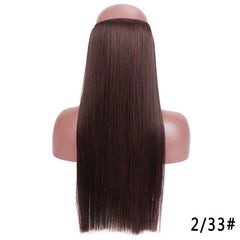 Invisible Wire Hair Extensions Natural Blonde False Hairpiece Long Wavy