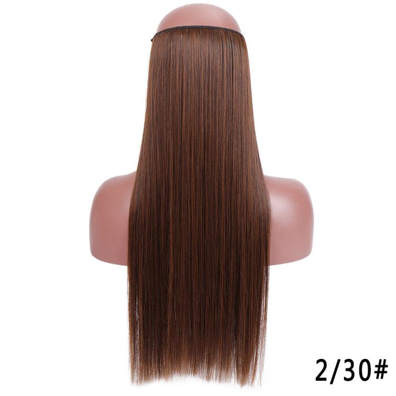 Invisible Wire Hair Extensions Natural Blonde False Hairpiece Long Wavy