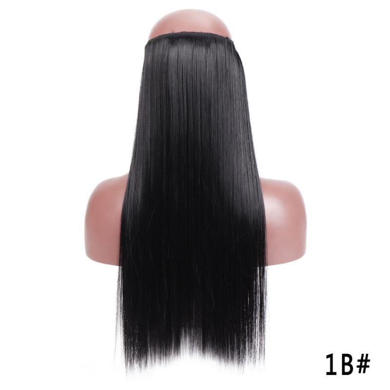 Invisible Wire Hair Extensions Natural Blonde False Hairpiece Long Wavy