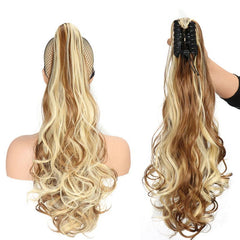 22 Inch Curly Wavy Ponytail Extensions with Claw Clip and Drawstring
