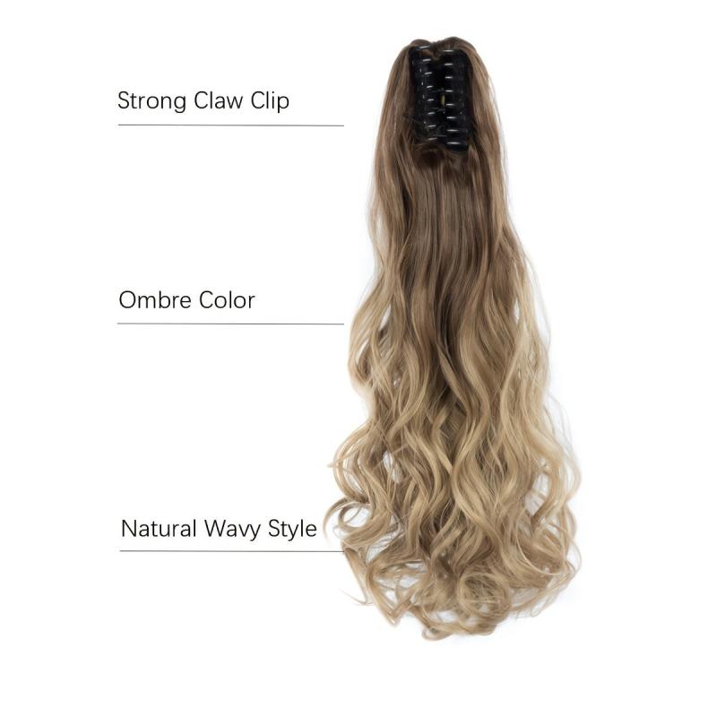 22 Inch Curly Wavy Ponytail Extensions with Claw Clip and Drawstring