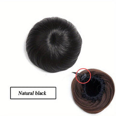 Hair Bun Updo Pull Rope Ball Head Button Type Straight Hair Bag