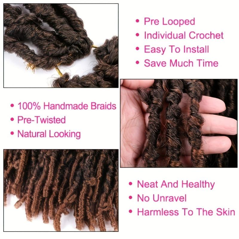 Butterfly Locks Braids Hair Pieces Synthetic Crochet Hair Extensions