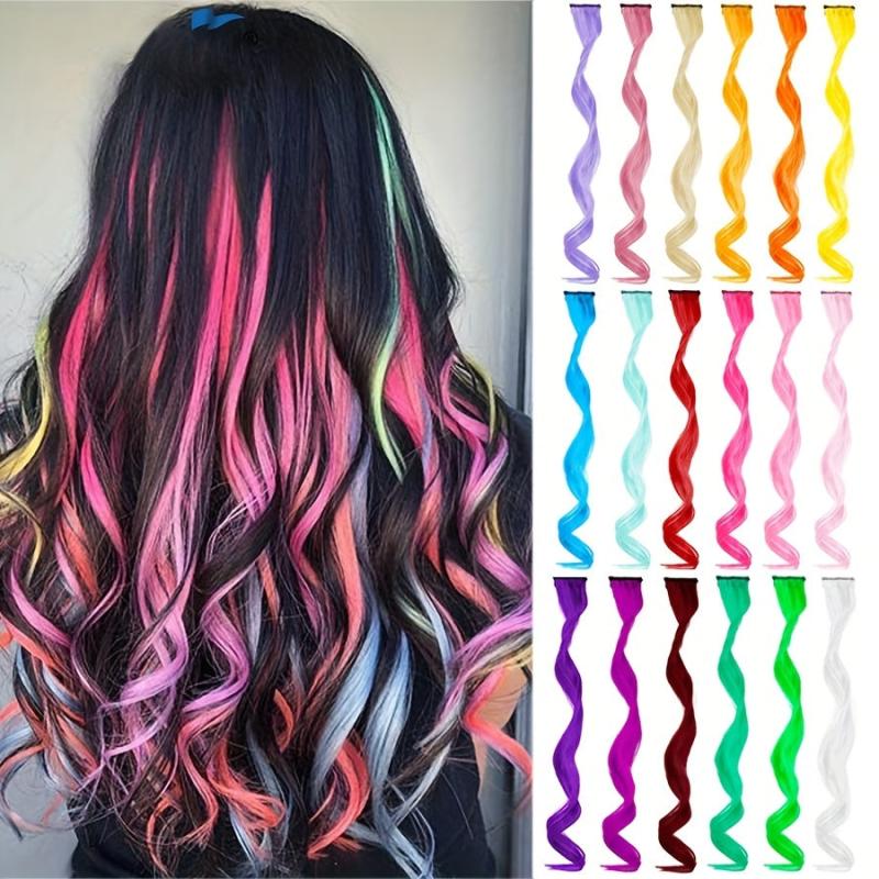 Colorful Curly Hair Extensions Clip In For Women And Kids Colors