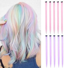 10Pcs Purple Clip In Hair Extensions, Ombre Purple Party Hairpieces