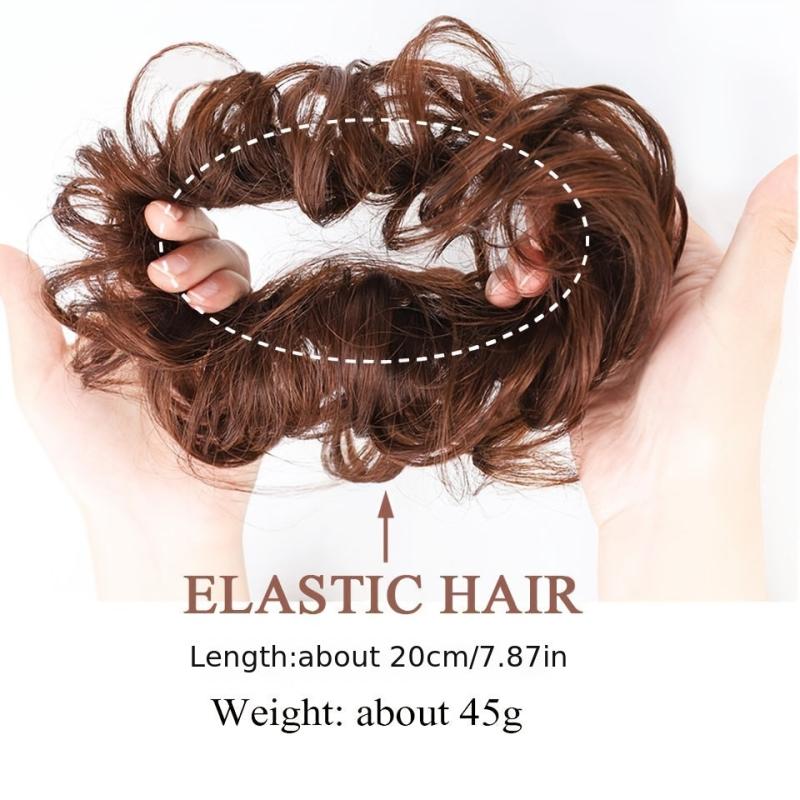 Messy Curly Hair Bun Chignon Elastic Scrunchy False Hair Pieces Brown