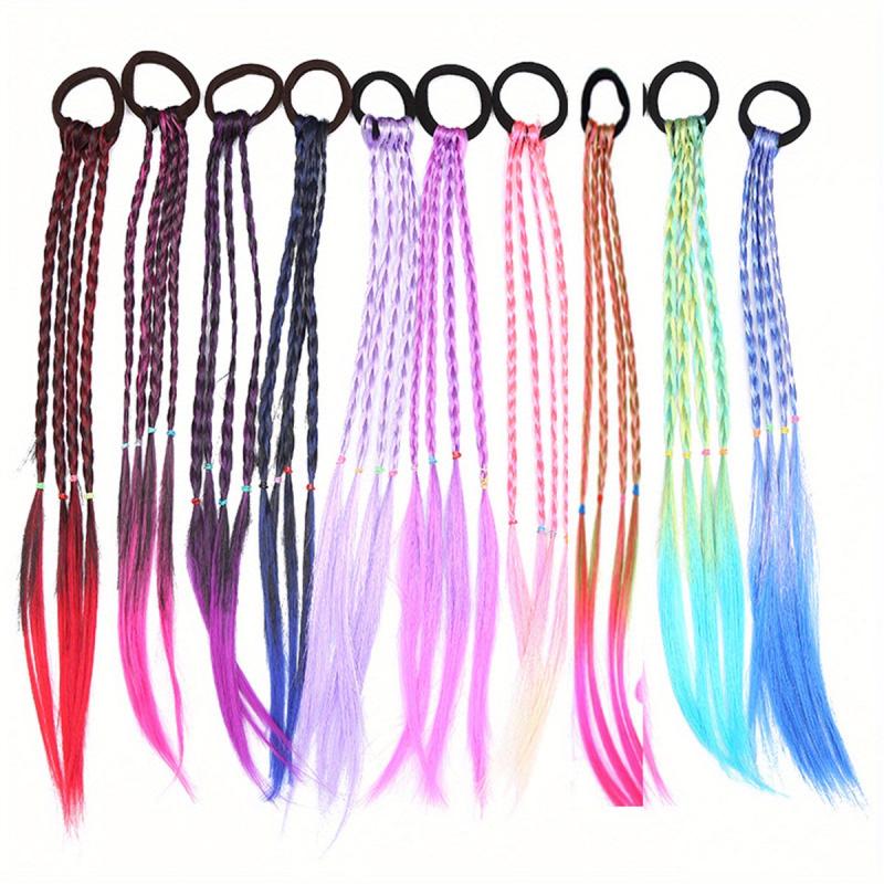 4pcs Small Braid Ponytail Elastic Hair Extensions