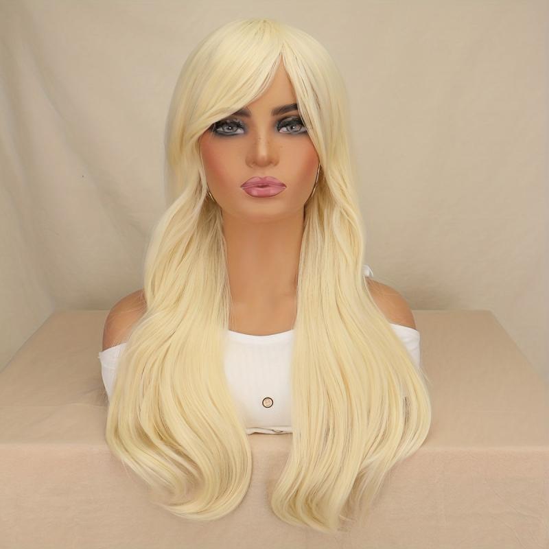 Pink Long Loose Curly Hair Wigs for Cosplay Costume Party