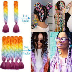 60 96 Cm Multicolor Jumbo Braiding Extension Synthetic Fiber Long Twist Braids