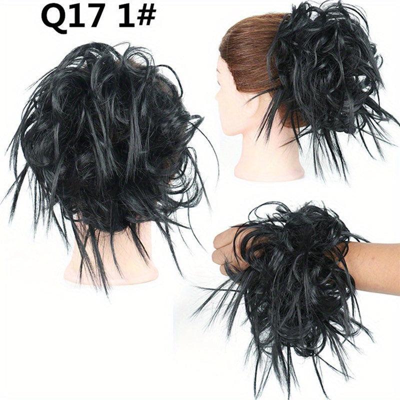 Synthetic Hair Bun Messy Curly Wavy Hair Pieces Rubber Band Scrunchie