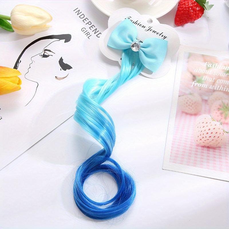 Ombre Long Curly Hair Pieces Synthetic Clip In Extensions