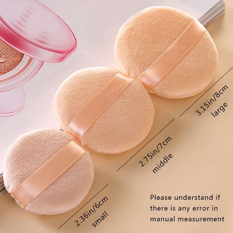 Round Makeup Puffs with Ribbon - Set of 3