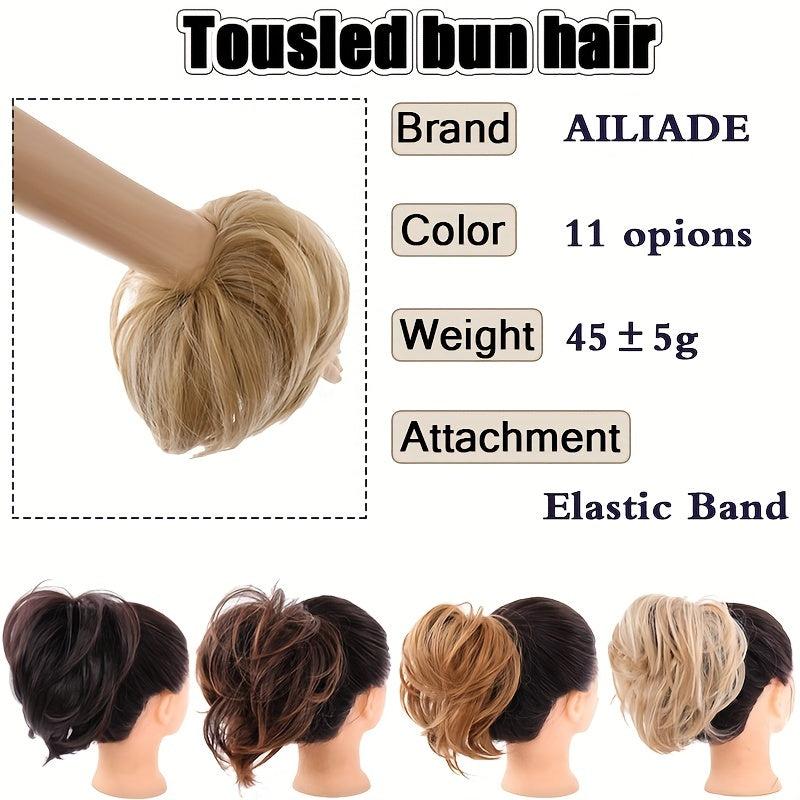 Synthetic Messy Chignon Donut Hair Bun Elastic Hair Rope - Brown Blond