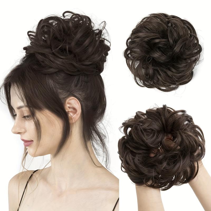 Messy Hair Bun Hair Scrunchies Extension Curly Wavy Syntheti...