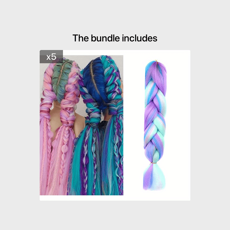 Colorful Jumbo Braiding Hair Extension Rainbow Colors Kanekalon Synthetic Hair