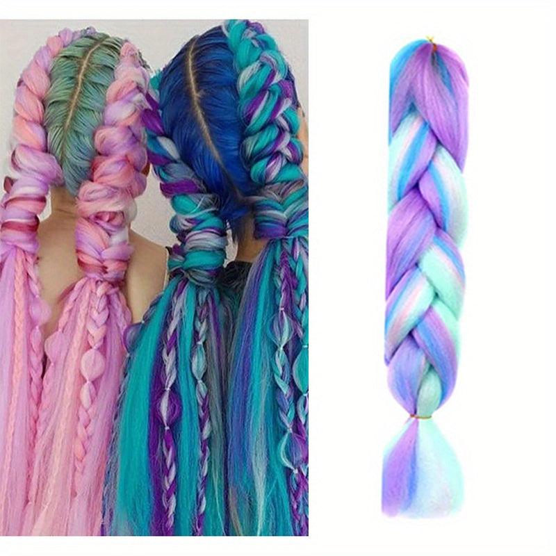 Colorful Jumbo Braiding Hair Extension Rainbow Colors Kanekalon Synthetic Hair