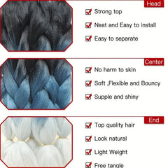 Colorful Jumbo Braiding Hair Extension Rainbow Colors Kanekalon Synthetic Hair