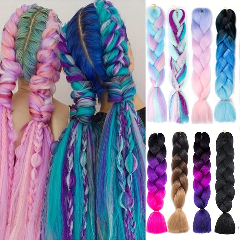 Colorful Jumbo Braiding Hair Extension Rainbow Colors Kanekalon Synthetic Hair