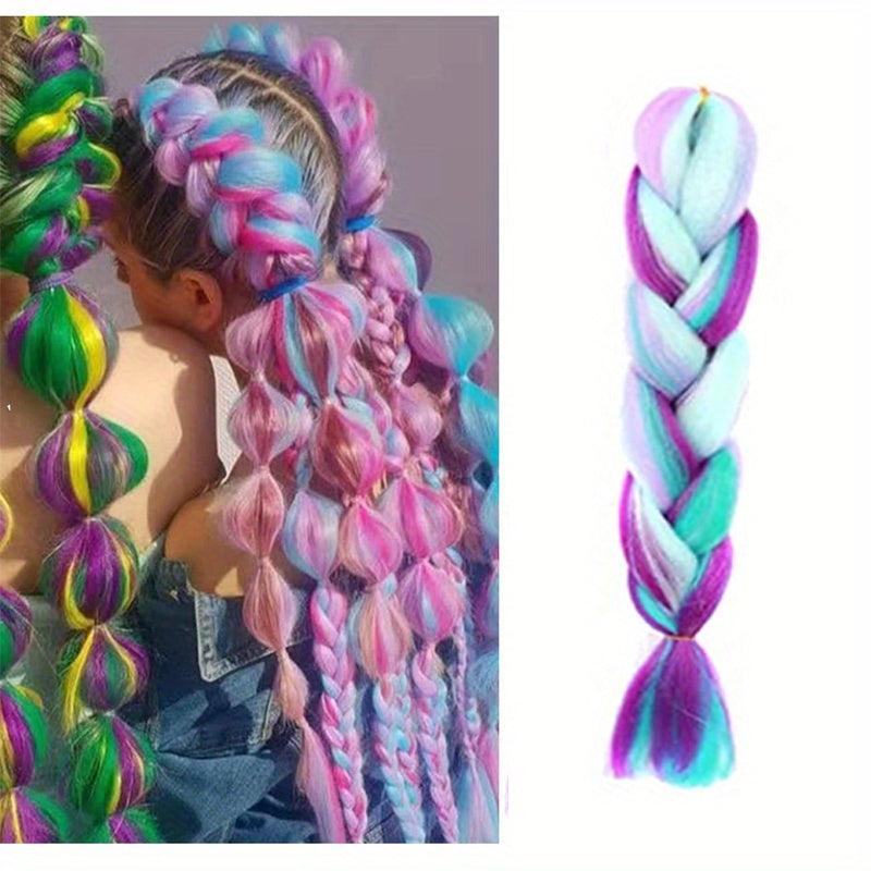 Colorful Jumbo Braiding Hair Extension Rainbow Colors Kanekalon Synthetic Hair