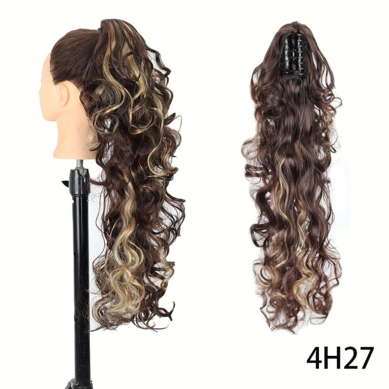 Long Curly Wave Drawstring Ponytail 60 96 Cm Mixed Brown Hair