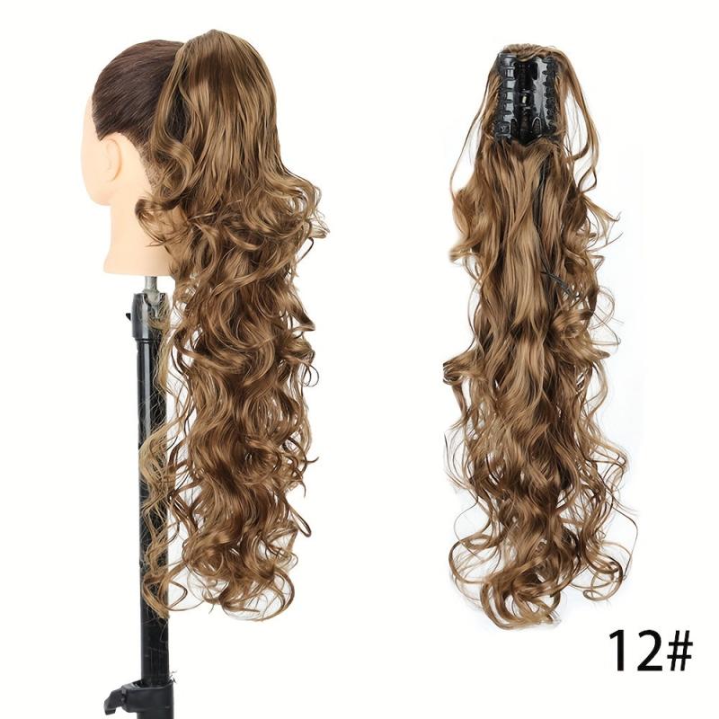 Long Curly Wave Drawstring Ponytail 60 96 Cm Mixed Brown Hair