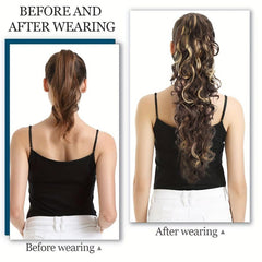 Long Curly Wave Drawstring Ponytail 60 96 Cm Mixed Brown Hair