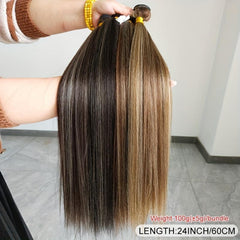 Long Straight Hair Weaving Bundles Synthetic Straight Ombre Bundles