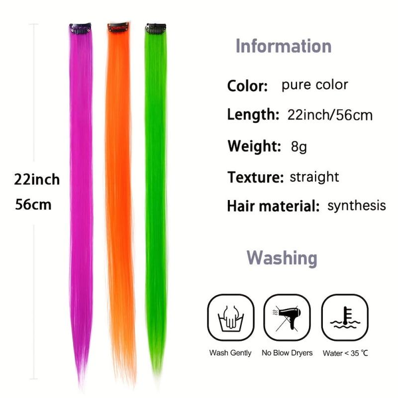 Y2K Long Straight Hair Extensions 55-88cm Synthetic Clip In Hair for Women Girls