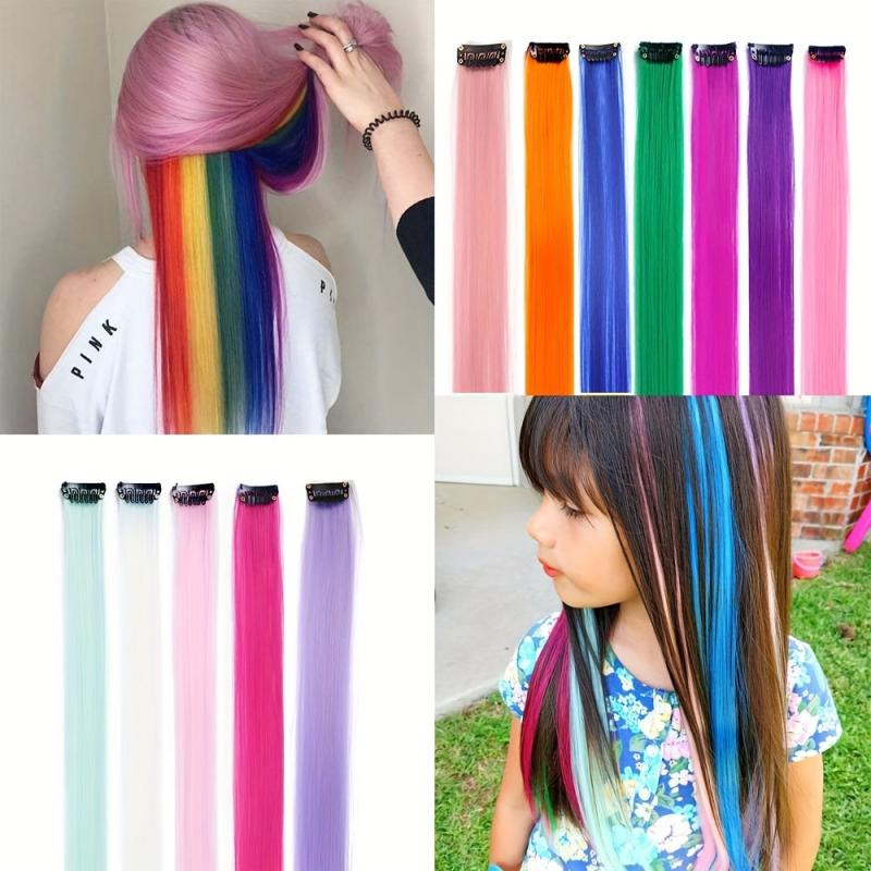 Y2K Long Straight Hair Extensions 55-88cm Synthetic Clip In Hair for Women Girls