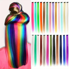 Y2K Long Straight Hair Extensions 55-88cm Synthetic Clip In Hair for Women Girls