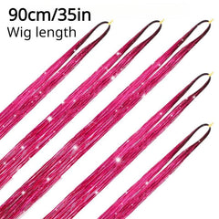 6pcs Y2K Tinsel Hair Extension Sparkle Glitter Rainbow Synthetic Crochet Hair