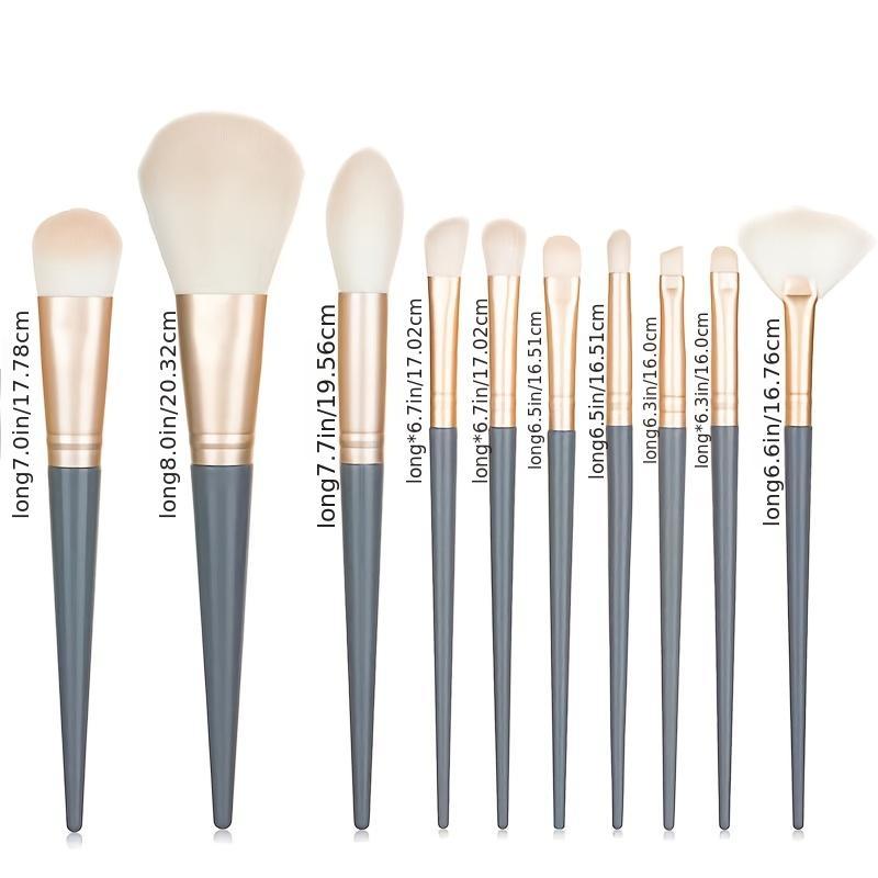 10pc Makeup Brush Set with Storage Case for Beginners & Girls