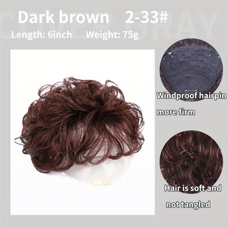 Invisible Curly Hair Topper with Bangs Clip In Hair Piece