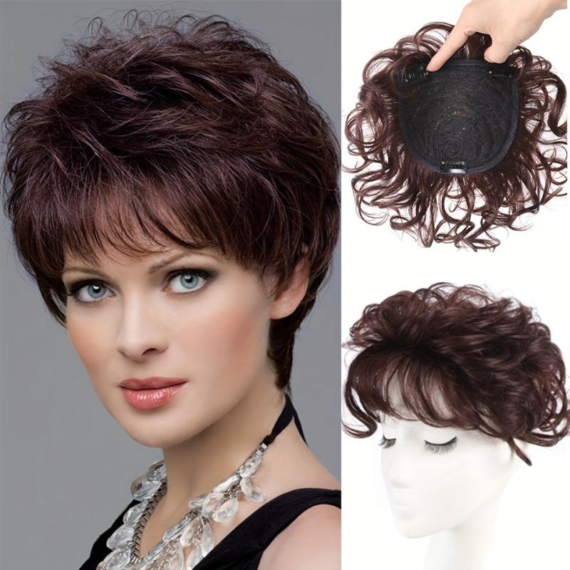Invisible Curly Hair Topper with Bangs Clip In Hair Piece