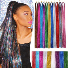 Y2K Tinsel Hair Extension 55 Synthetic Clip In Hair Extensions