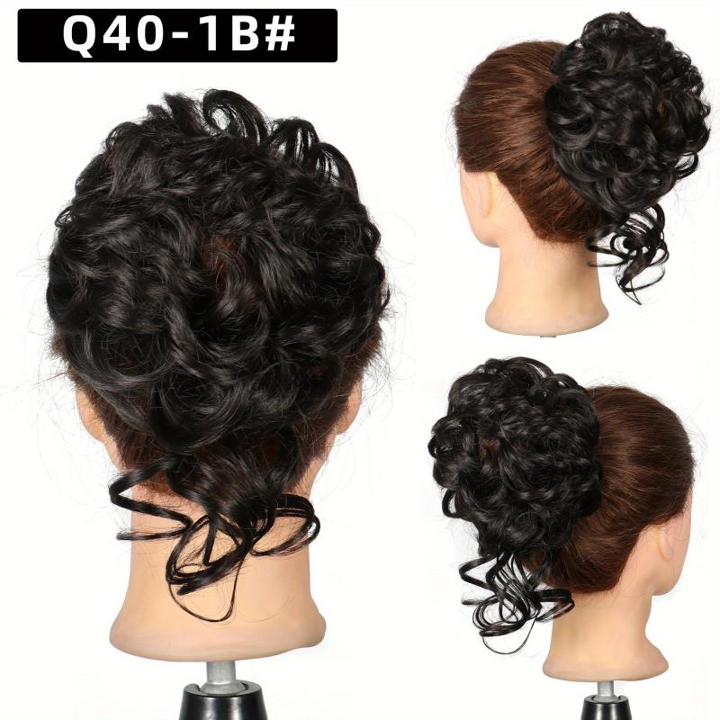Messy Hair Bun Chignon Hairpiece Curly Updo Ponytail Hair Extensions for Women