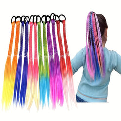 Colorful Braid Ponytail Extensions With Hair Rope - Hair Accessories