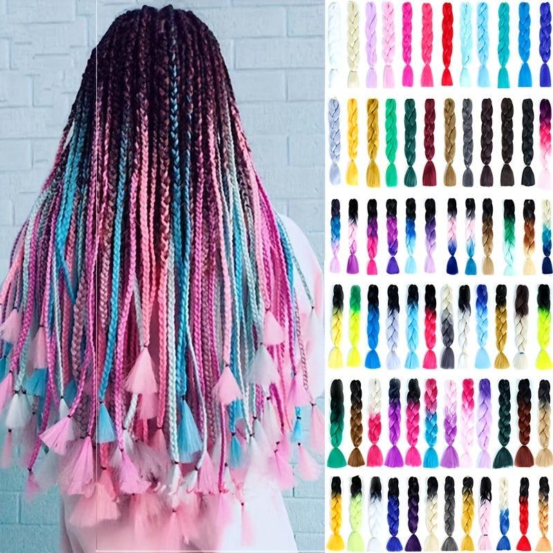 Colorful Jumbo Braiding Hair Extensions 60-96cm Box Braids Crochet Extensions