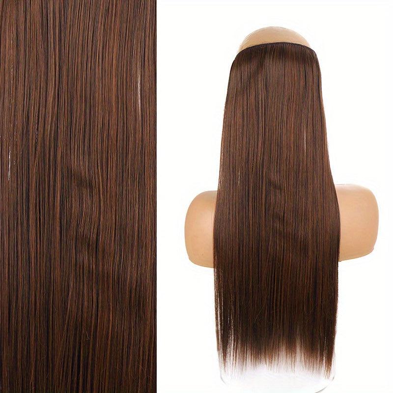 55 88 cm Straight Fish Line Hair Extensions No Clips Heat Resistant Fiber