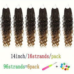 6pack 35 Synthetic Goddess Box Braids Crochet Curly Hair Extensions