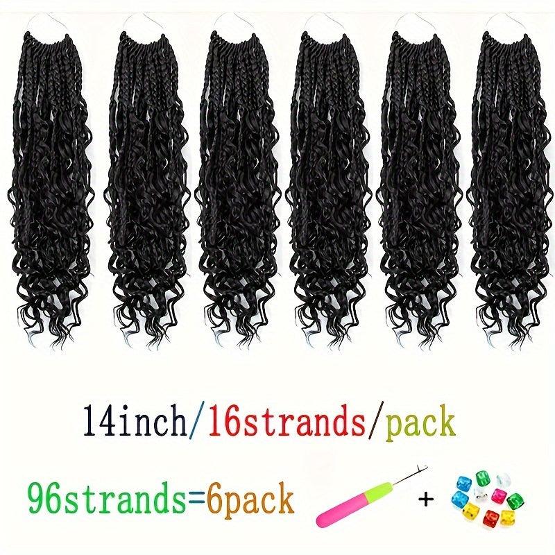 6pack 35 Synthetic Goddess Box Braids Crochet Curly Hair Extensions