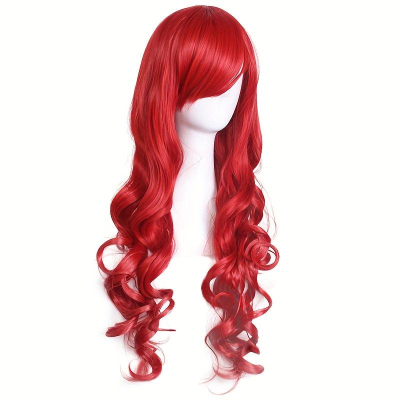 Synthetic Long Hair Wavy Wig With Bangs Cosplay Wigs Women Purple
