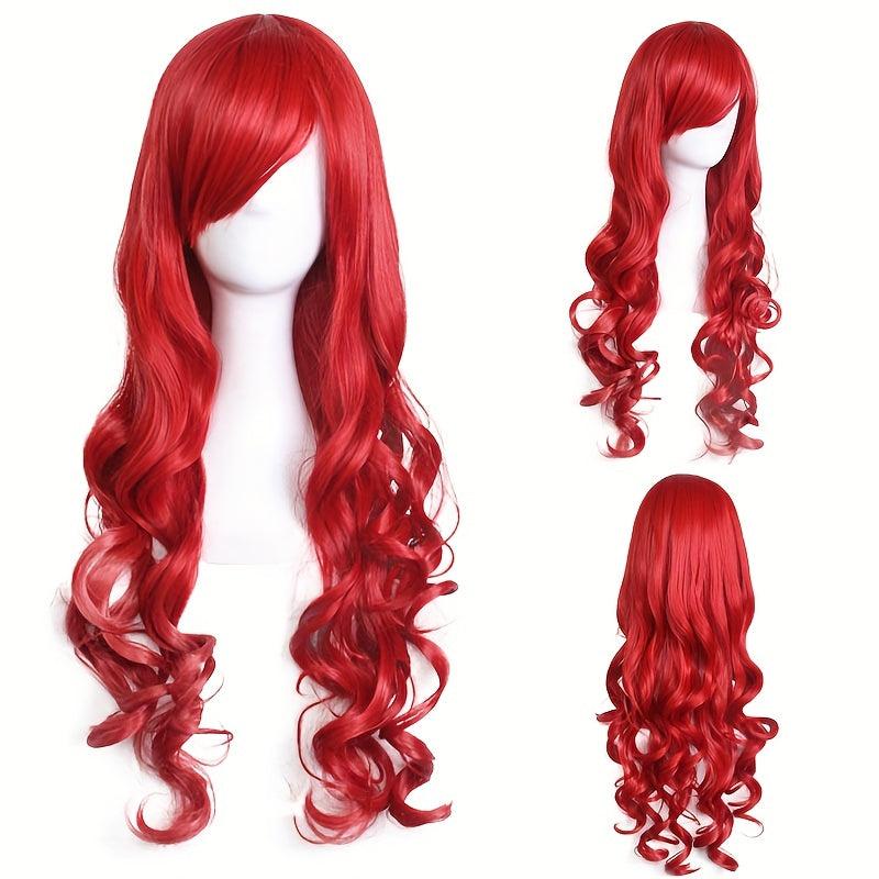 Synthetic Long Hair Wavy Wig With Bangs Cosplay Wigs Women Purple