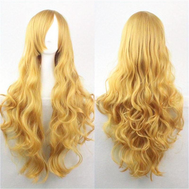 Synthetic Long Hair Wavy Wig With Bangs Cosplay Wigs Women Purple